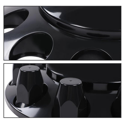 G-PLUS Front Wheel Covers Hub Axle Semi Fit Most of 10 Holes 20" & 22.5" & 24.5" Semi-Truck Wheels with 11.25" Bolt Circle Wheels Glossy Black Plastic ABS
