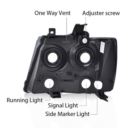 G-PLUS Headlights Assembly Compatible with Chevy Tahoe Subarban Avalanche 2007-2014 Set Pair Bumper Corner Headlamps Left & Right Smoky Lens Black Housing Amber Reflector,faros delanteros