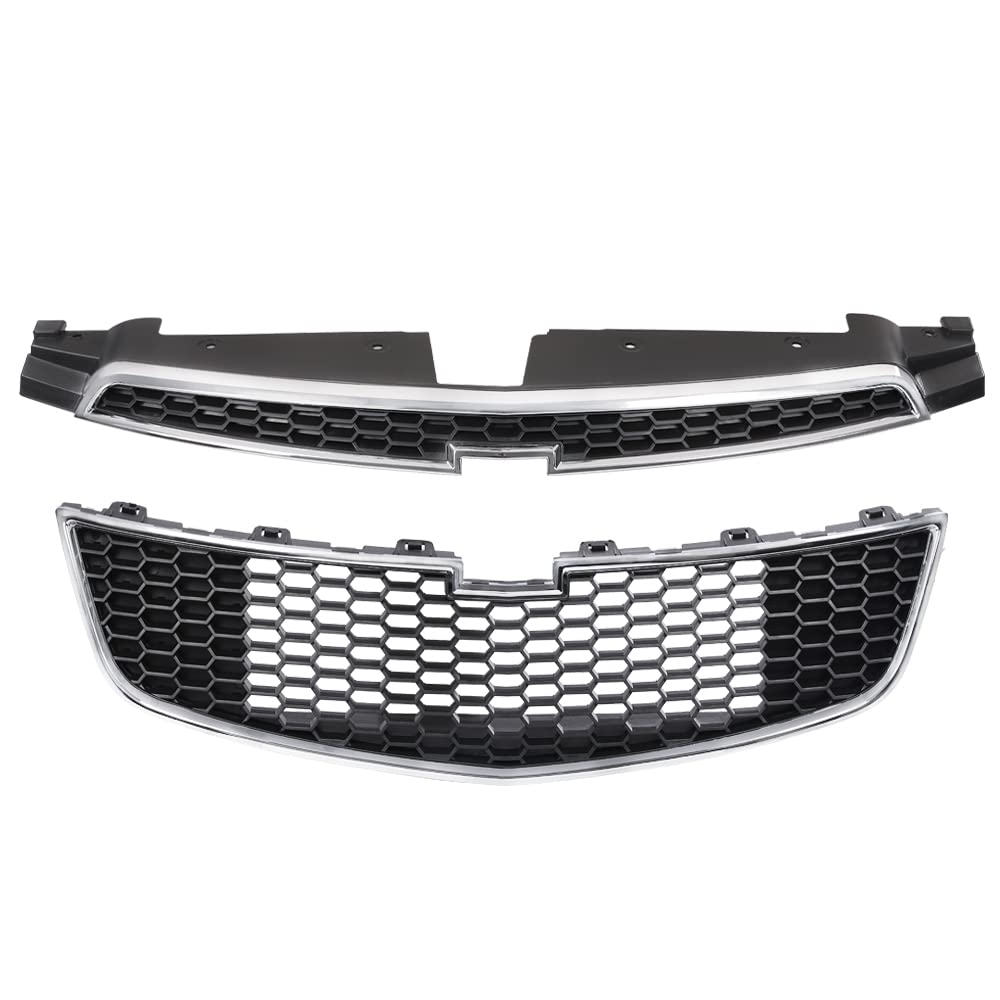G-PLUS Front Bumper Upper & Lower Grill Compatible with Chevy Cruze 2011-2014 (Not Fit ECO Model) Black Grille Pair GM1200624, 95225615