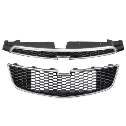 G-PLUS Front Bumper Upper & Lower Grill Compatible with Chevy Cruze 2011-2014 (Not Fit ECO Model) Black Grille Pair GM1200624, 95225615