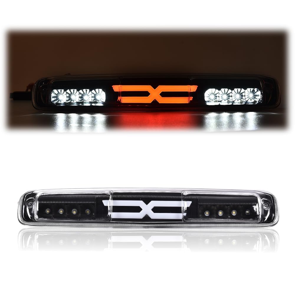 G-PLUS LED Third TailType X Brake Light High Mount Stop Lamp Reverse Light Turn Signal Light Compatible with Chevy Silverado/GMC Sierra 1500 2500 3500 & HD Models 1999-2006 5978318 16525205 Clear Lens