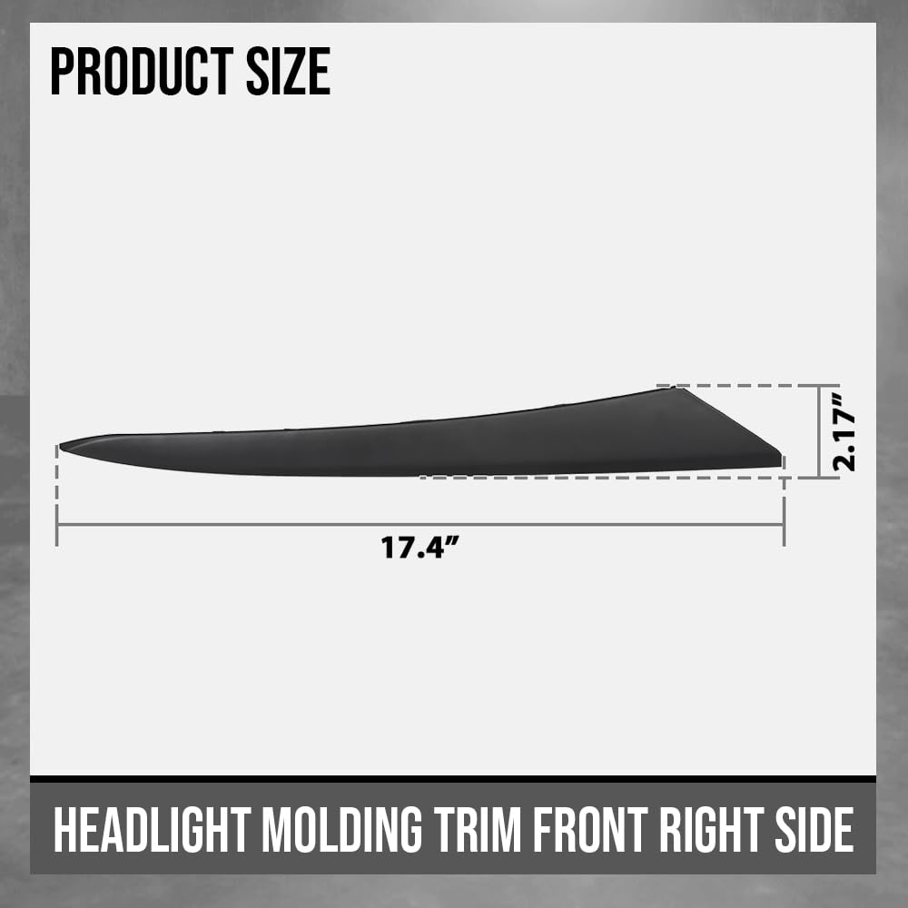 G-PLUS Headlight Molding Trim Front Right Side Compatible with Honda Civic 2022 2023 2024 HO1213131, 71202T20A01 Black
