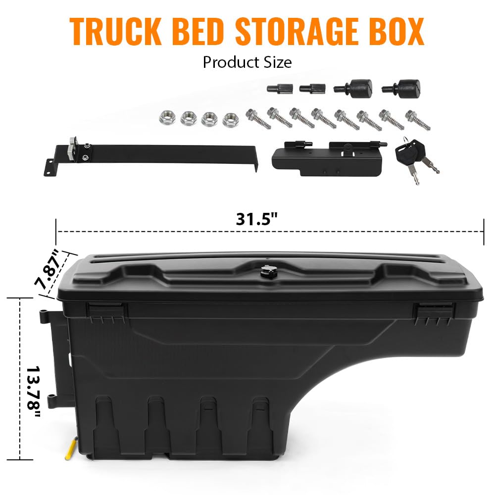 G-PLUS Truck Bed Storage Tool Box Left and Right Side Compatible with Chevy Silverado/GMC Sierra 1500 2500 3500 1999-2007 Black Pair