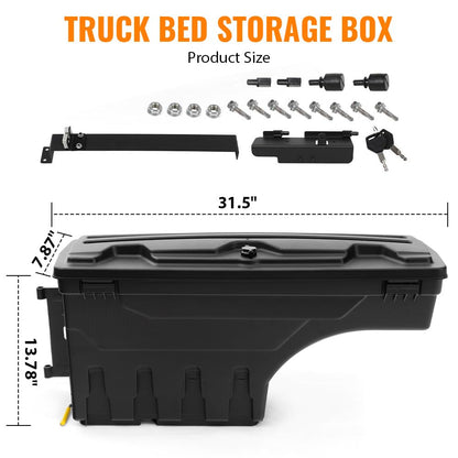 G-PLUS Truck Bed Storage Tool Box Left and Right Side Compatible with Chevy Silverado/GMC Sierra 1500 2500 3500 1999-2007 Black Pair