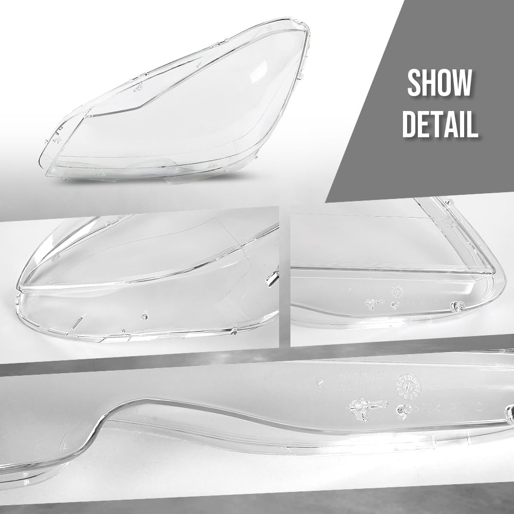 G-PLUS Headlight Lens Cover Compatible with Benz C-Class W204 2011-2015 A2048203539, A2048203639 Left & Right Front Headlamp Lens Cover Clear