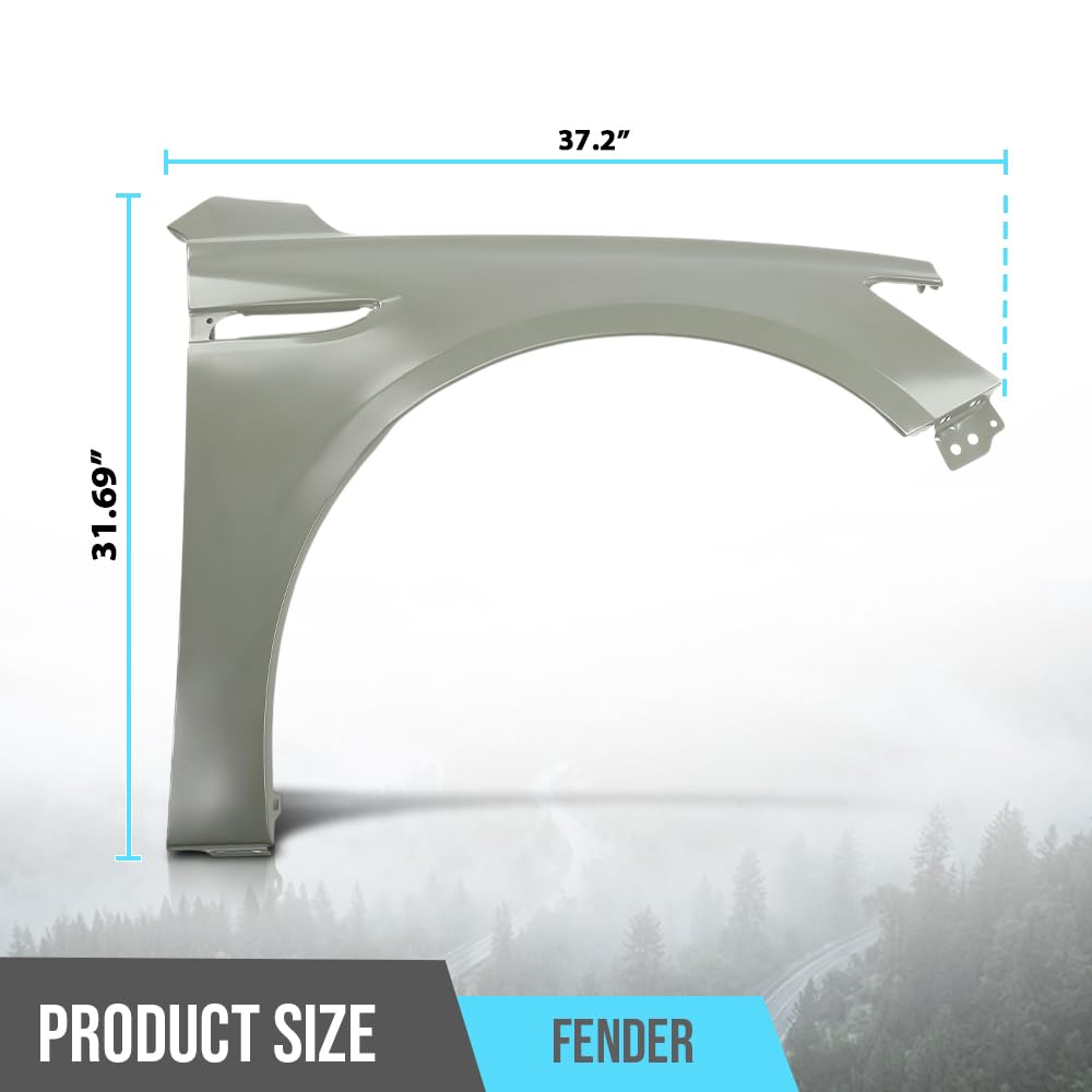 G-PLUS Front Right Passenger Side Fender Assembly Compatible with Buick LaCrosse 2017 2018 2019 GM1241397, 26243591 Gray