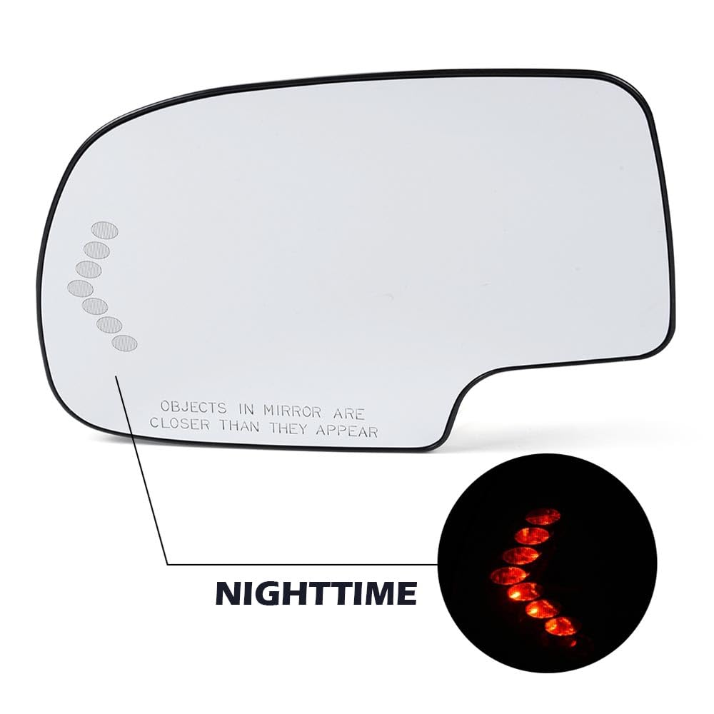 G-PLUS Heated Mirror Glass w/Turn Signal Compatible with Chevy Silverado/Chevy Tahoe/GMC Sierra/GMC Yukon/Cadillac Escalade 2003-2006 Left Side, GM1324102, 88944391
