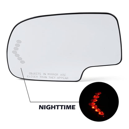 G-PLUS Heated Mirror Glass w/Turn Signal Compatible with Chevy Silverado/Chevy Tahoe/GMC Sierra/GMC Yukon/Cadillac Escalade 2003-2006 Left Side, GM1324102, 88944391