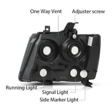 G-PLUS Headlights Assembly for Chevy Tahoe Suburban Avalanche 2007-2014 Pair Smoky Black Clear Product Image
