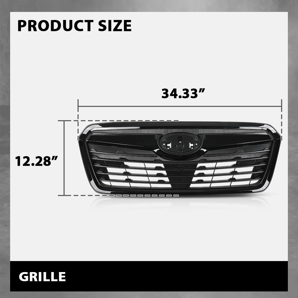 G-PLUS Front Bumper Grille w/Camera Hole Compatible with Subaru Forester 2019-2021 Gloss Black