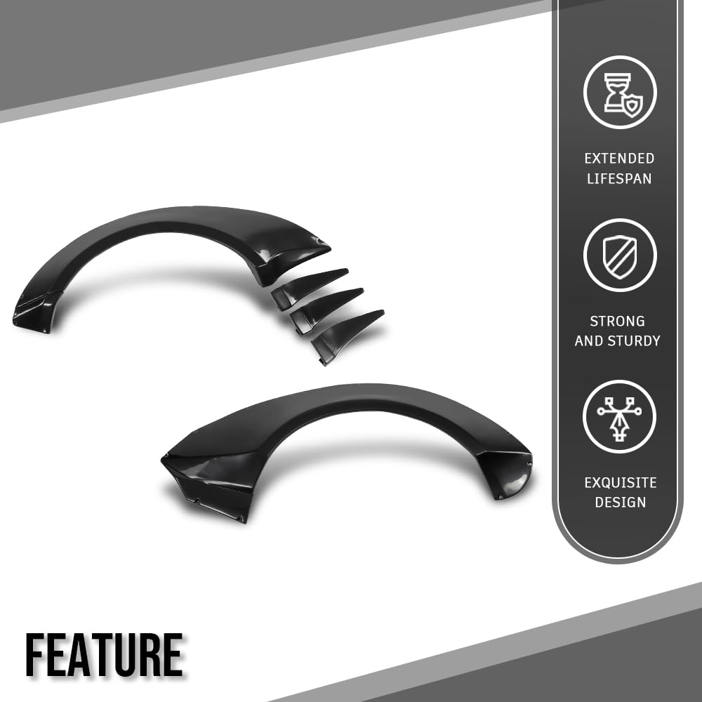 G-PLUS 4pcs Fender Flares with Front Canards Compatible with Chevy Camaro ZL1 Only 2010 2011 2012 2013 2014 2015 MB Style Black