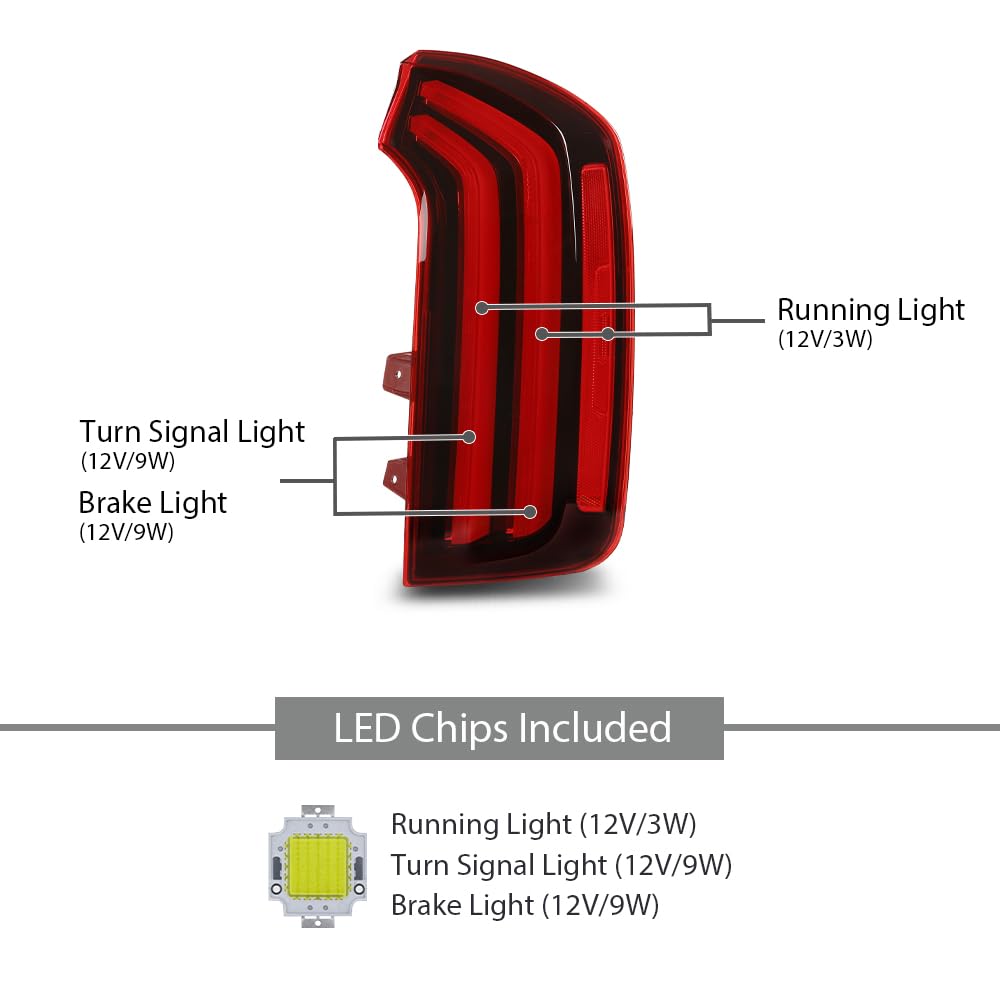 G-PLUS Rear LED Tail Light Assembly Brake Lamps Right Side Compatible with Kia Telluride EX SX 2020-2022 LED Model Only 92402S9100, KI2805165 Luces Traseras Rear Brake Lamps Assembly