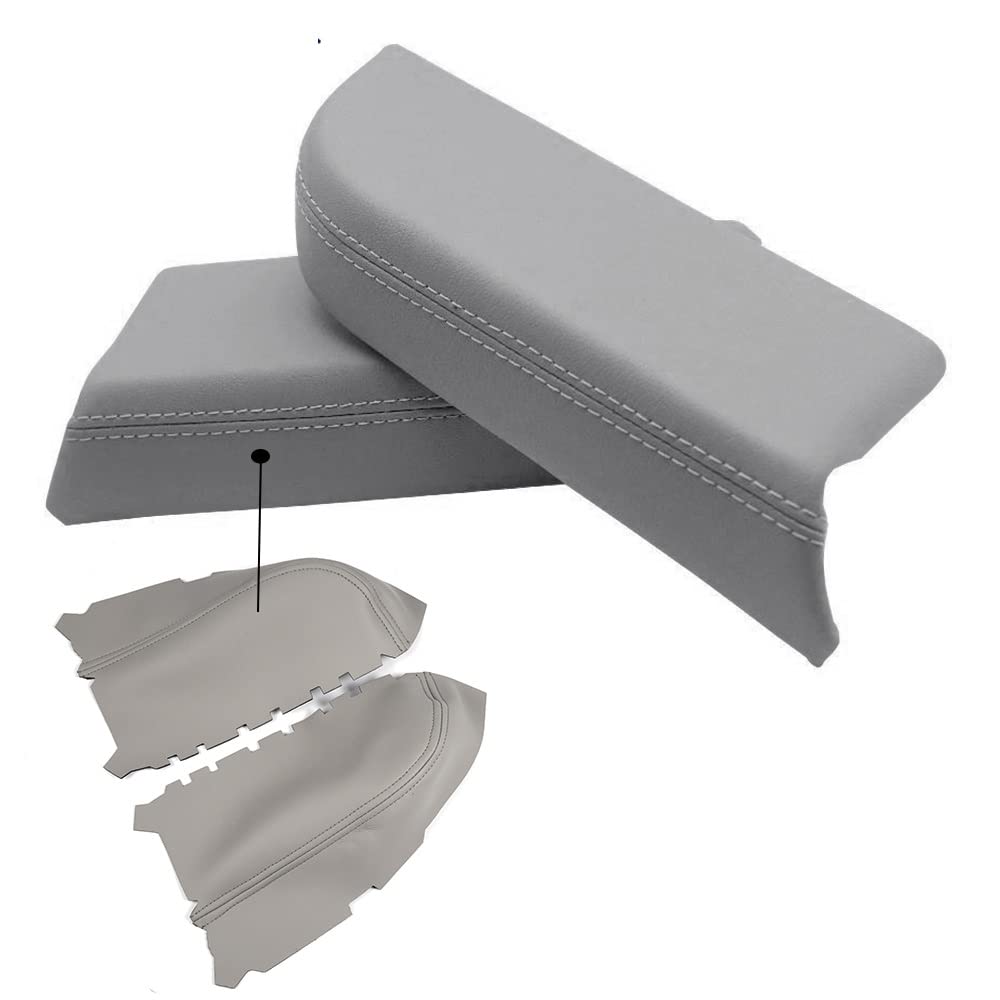 G-PLUS Front Door Armrest Leather Cover Compatible with Honda Pilot,Door Panels Armrest Cover Skin Left & Right 2009-2015 (Grey)