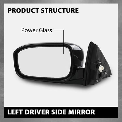 G-PLUS Power Mirror Left Driver Side Compatible with Honda Accord Sedan 4-Door 2003-2007 Manual Folding 3-Pin HO1320152 76250SDAA13ZA Glossy Black