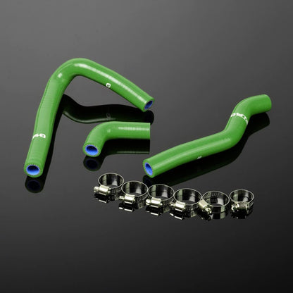 G-PLUS Silicone Radiator Coolant Hose Kit Clamps Compatible With Kawasaki KX65 2001-2013 Green