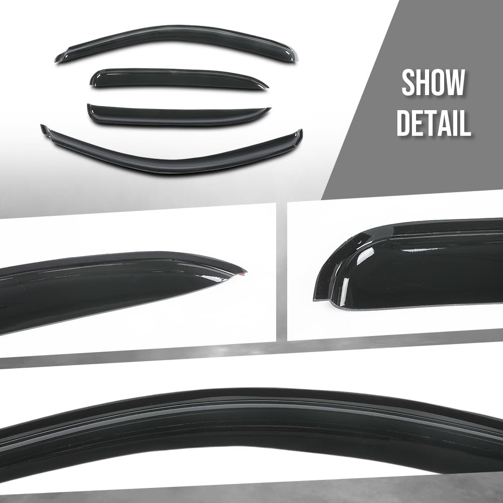 G-PLUS in-Channel Auto Vent Window Visors 4pcs Compatible with Chevy Tahoe/GMC Yukon 2000-2006 Smoky