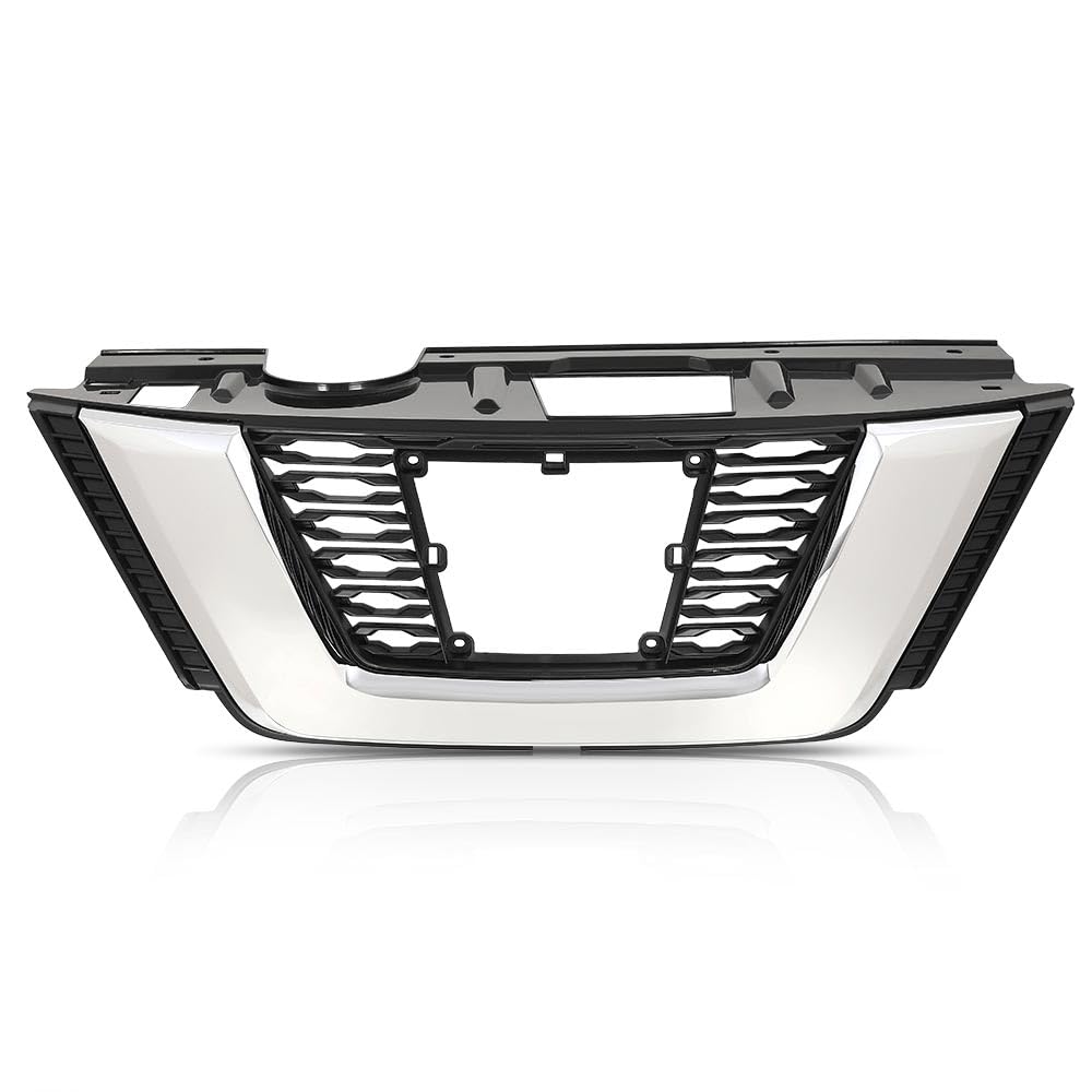 G-PLUS Front Upper Bumper Grille Assembly Chrome Trim Compatible with Nissan Rogue 2017 2018 2019 NI1200282, 623106FL0B