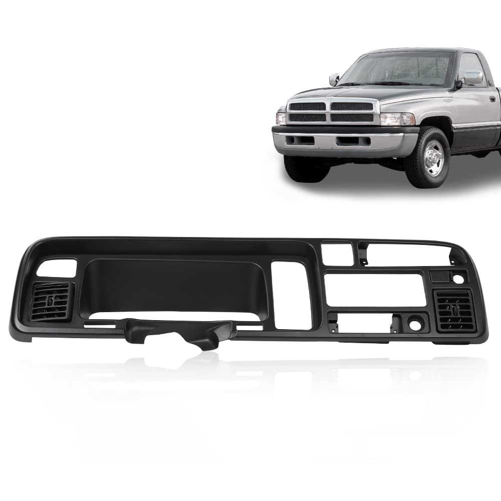 G-PLUS Dash Bezel Radio Trim Panel Compatible with Dodge Ram 1994-1997 Surround Dashboard Instrument Cover 55114870-1 (Black ABS Plastic)