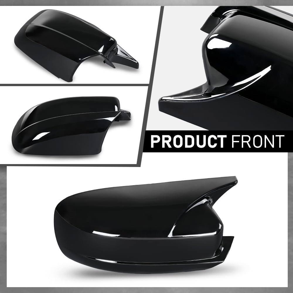 G-PLUS Side Mirror Covers Shell Cap Left and Right Compatible with Dodge Charger SRT 2015-2023 Horn Style Black