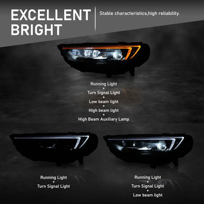 G-PLUS LED Left Driver Side Headlight Assembly Front Headlamp without Bulb Compatible with Buick Regal 2018-2020 39050376 Clear Lens Black Housing Amber Reflector