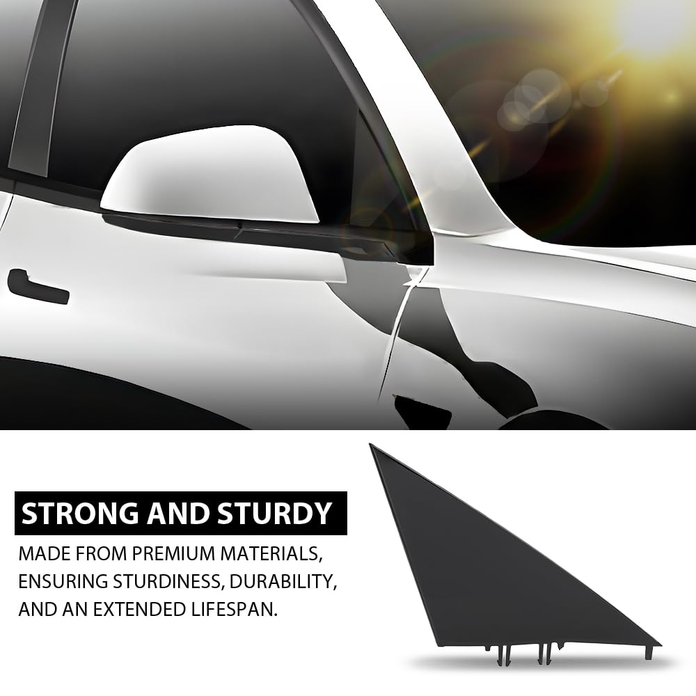 G-PLUS Front A-Pillar Triangular Cover Plate Right Compatible with Tesla Model 3 2017-2023 22873014, 1130656-00-E Gloss Black