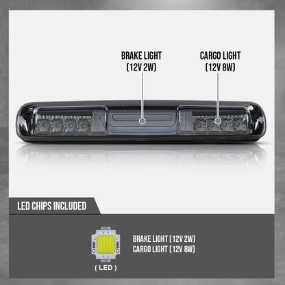 G-PLUS LED Third 3rd Brake Light Compatible with Chevy Silverado/GMC Sierra 1500 2500 3500 & HD Models 1999-2007 3rd High Mount Stop Lamp, Smoky Lens Clear Housing, 5978318 16525205