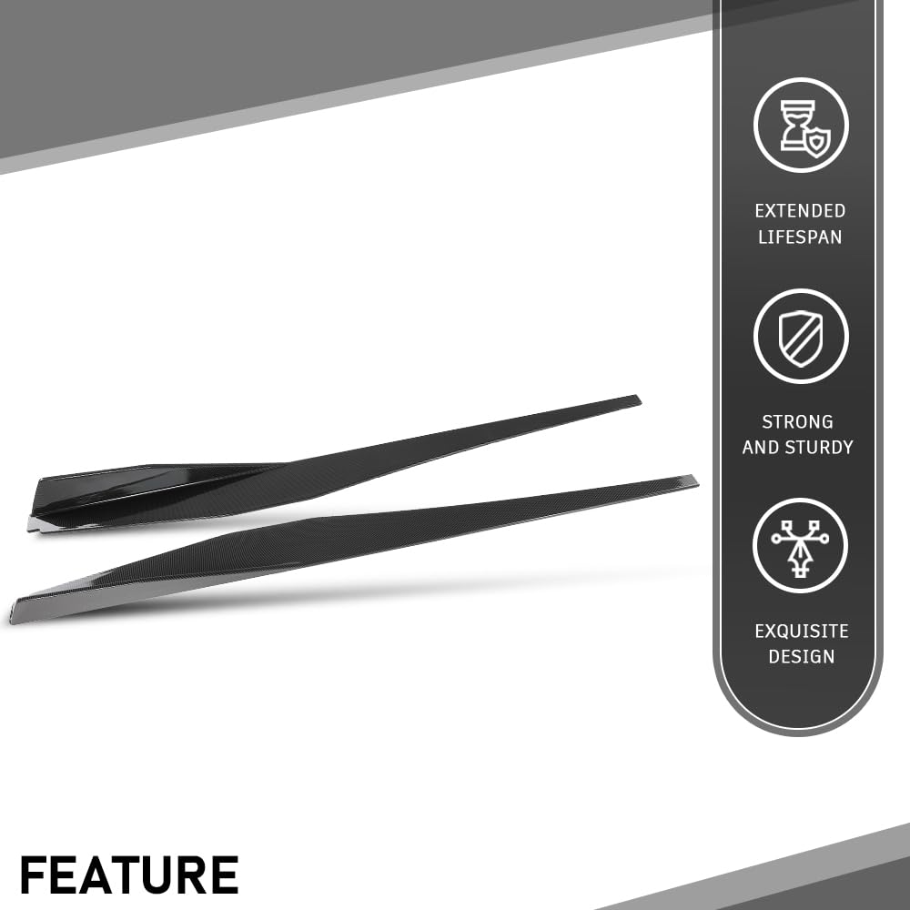 G-PLUS Side Skirts Extension Lip Splitter Compatible with Chevy Corvette C8 Stingray Z51 2-Door 2020-2023 Carbon Fiber Black