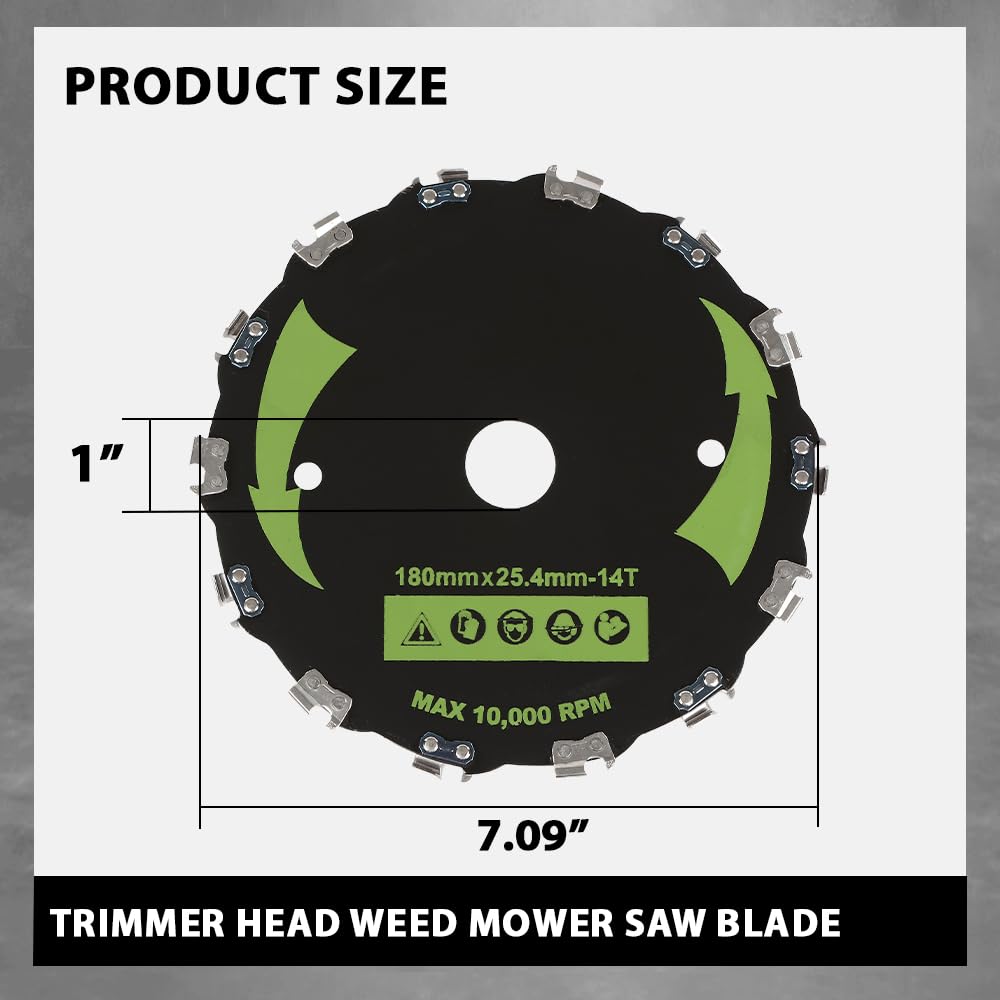 G-PLUS 2pcs 7" Chainsaw 14-Tooth Brush Blades Fit Bush Cutter Weed Eater Trimmer Head Black