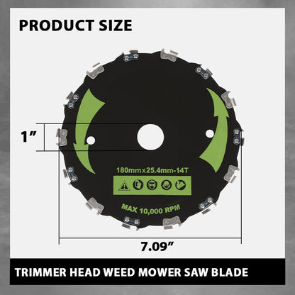 G-PLUS 2pcs 7" Chainsaw 14-Tooth Brush Blades Fit Bush Cutter Weed Eater Trimmer Head Black