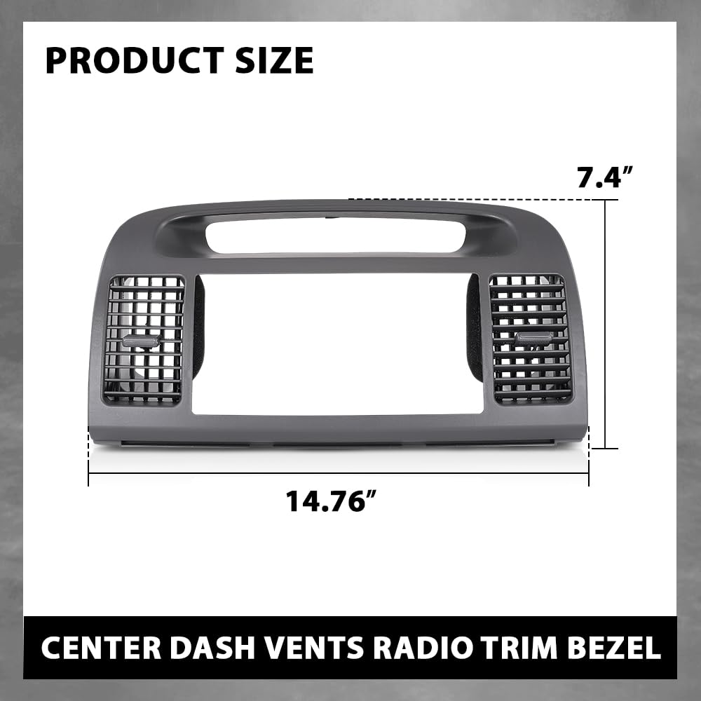 G-PLUS Center Dash Bezel Trim Compatible with Toyota Camry 2002 2003 2004 2005 2006 Radio Bezel AC Air Vents Dashboard Cover, Gray