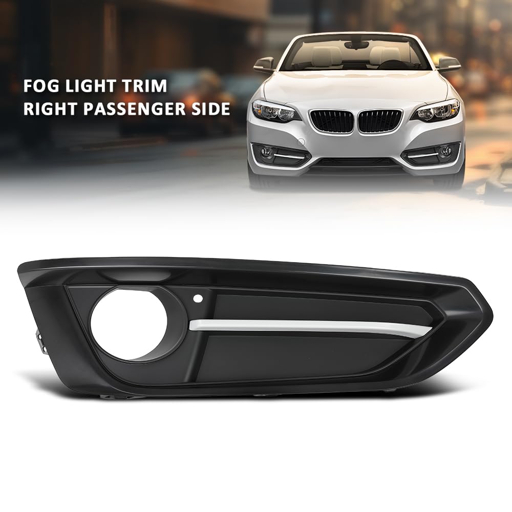 G-PLUS Front Passenger Right Side Fog Light Cover Trim Driving Lamp Compatible with BMW 230i xDrive Base 2017-2021 For Sport Line Models Without M Sport Package 51117343732, BM1039163 Black