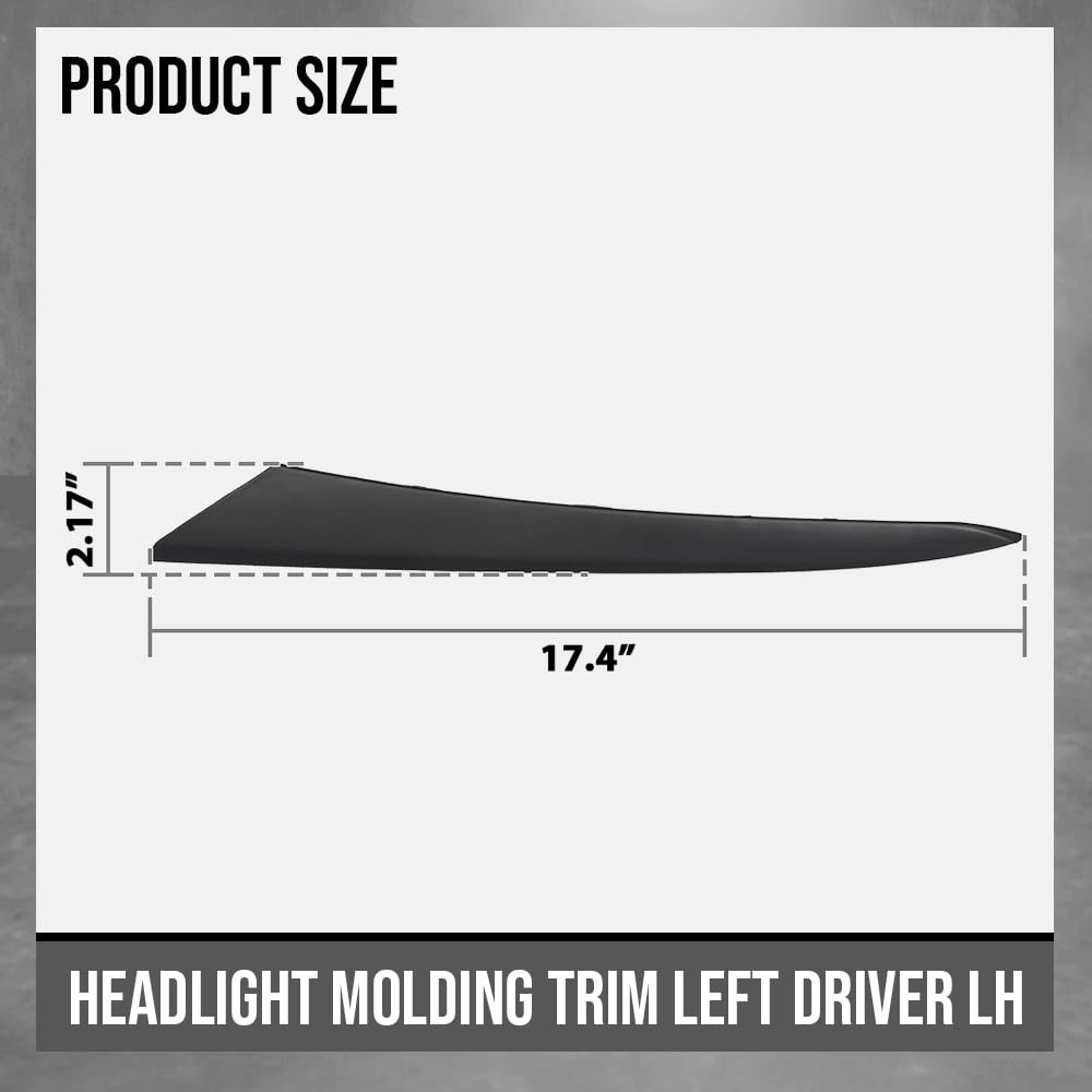 G-PLUS Headlight Molding Trim Left Driver Compatible with Honda Civic 2022 2023 2024 HO1212131, 71207T20A01 Black