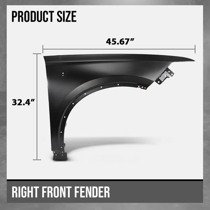 G-PLUS Fender Front Passenger Right Side Compatible with Cadillac XT6 (submodel: Premium Luxury, Sport) 2020-2024 84596460, GM1241423 Black