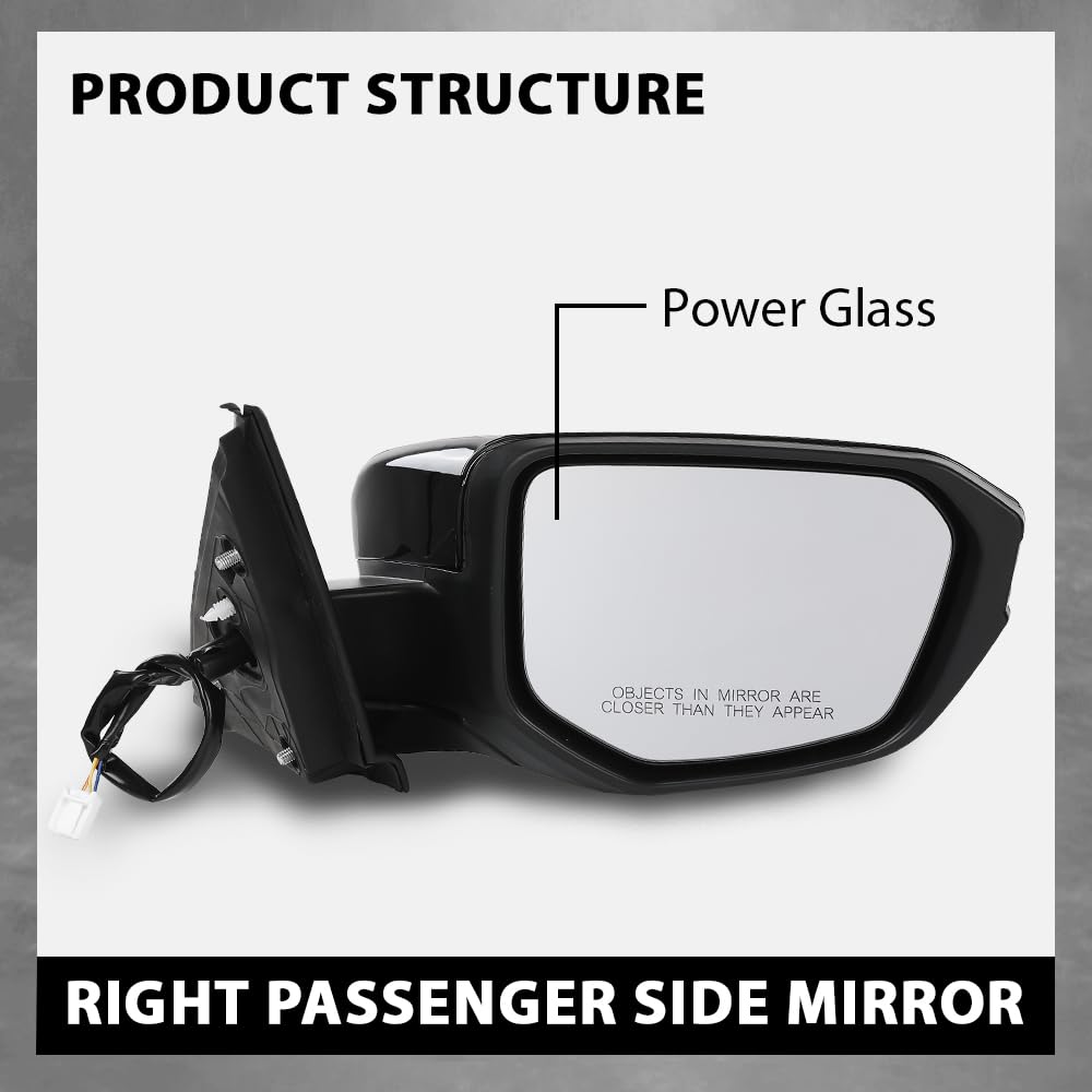 G-PLUS Power Mirror w/ 3-Pin Right Passenger Side Compatible with Honda Civic DX 2016-2020/Fit Honda Civic LX 2015-2021 Manual Folding 76208TBAA03ZA-PFM 76208TBAC03ZA-PFM Glossy Black
