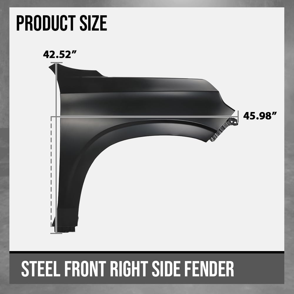 G-PLUS Fender Front Right Passenger Side Compatible with Chevy Suburban (submodel: Commercial, High Country, LS, LT, Premier, RST, Z71) 2021 2022 2023 2024 84384211, GM1241418 Black