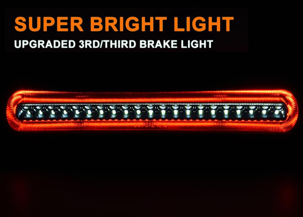 G-PLUS Rear LED 3rd Third Brake Light Compatible With 2004-2008 Ford F150 2005 2006 2007 Cargo Tail Stop Lamp Waterproof (Black Housing Smoky Lens)