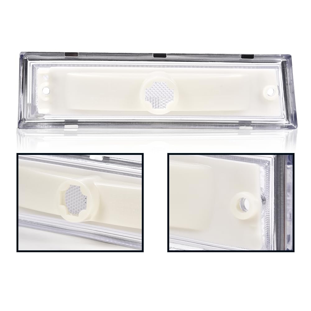 G-PLUS Front Side Marker Lights Assembly Compatible With Chevy Blazer/GMC Jimmy C/K R Pickup 1981-1991,Side Chrome Bezel Marker Lamps Pair Clear Lens