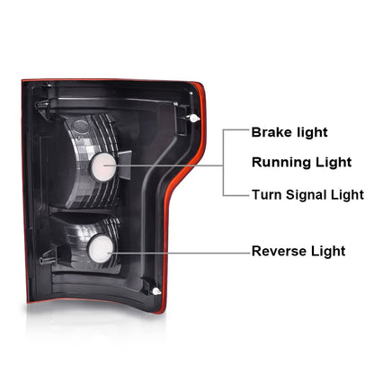 G-PLUS Tail Light Compatible with Ford F150 2015 2016 2017 Left Driver Side Taillamps Brakelights w/bulb Halogen Red lens FL3Z13405A-PFM FL3Z13404A-PFM FO2800239C FO2801239C Luces TraserasAssembly