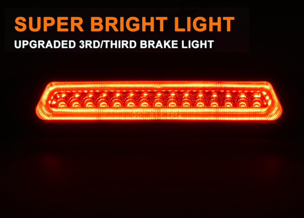 G-PLUS LED Third Brake Light Compatible With 2009-2014 Ford F150 High Mount Rear 3rd Cargo Tail Lamp Waterproof(Red lens Chrome Housing)