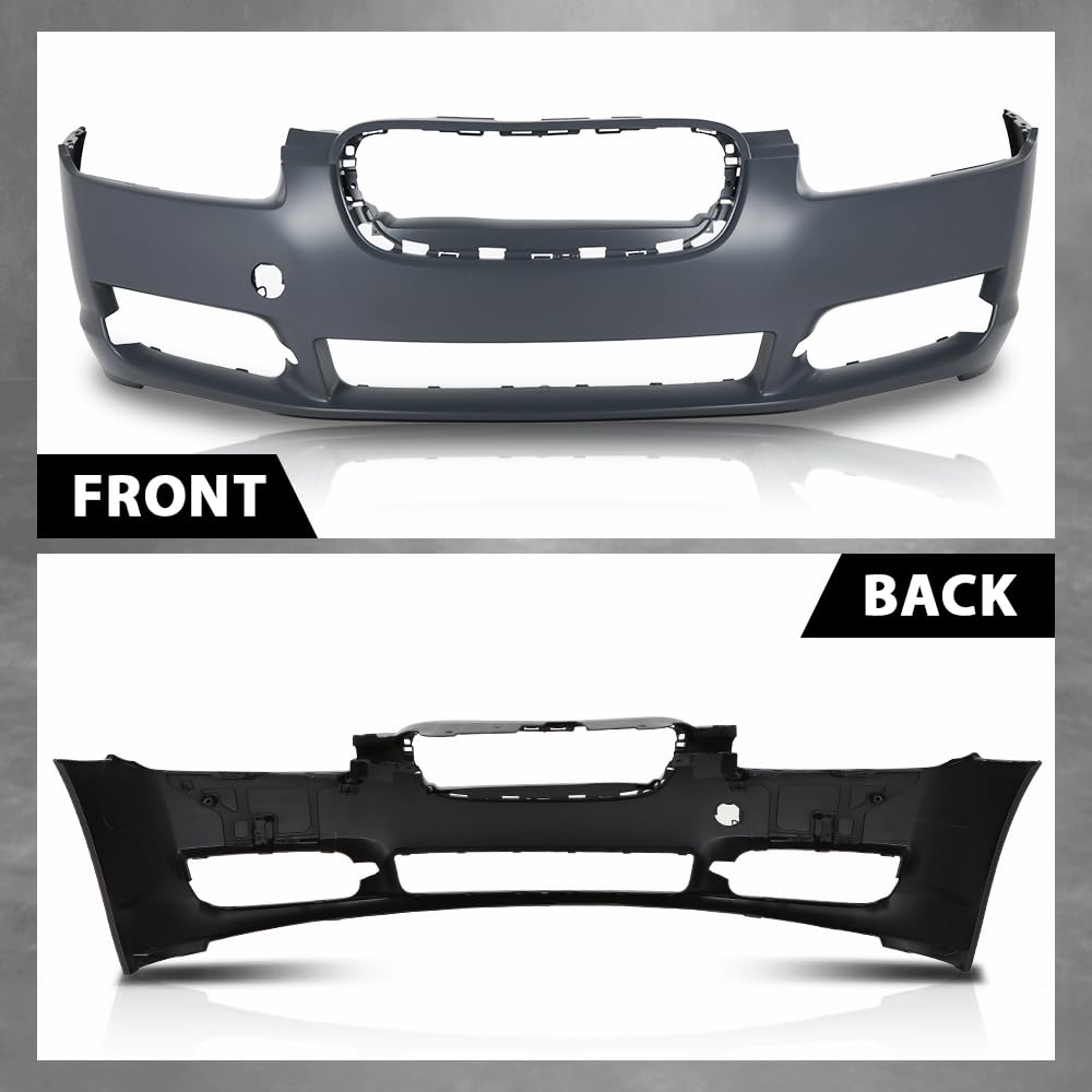 G-PLUS Front Bumper Cover Compatible with Jaguar XF Supercharged 2009-2011 w/Tow Hook Hole & Fog Light Holes & Parking Aid Sensor Holes, C2Z8838XXX, JA1000142, Black