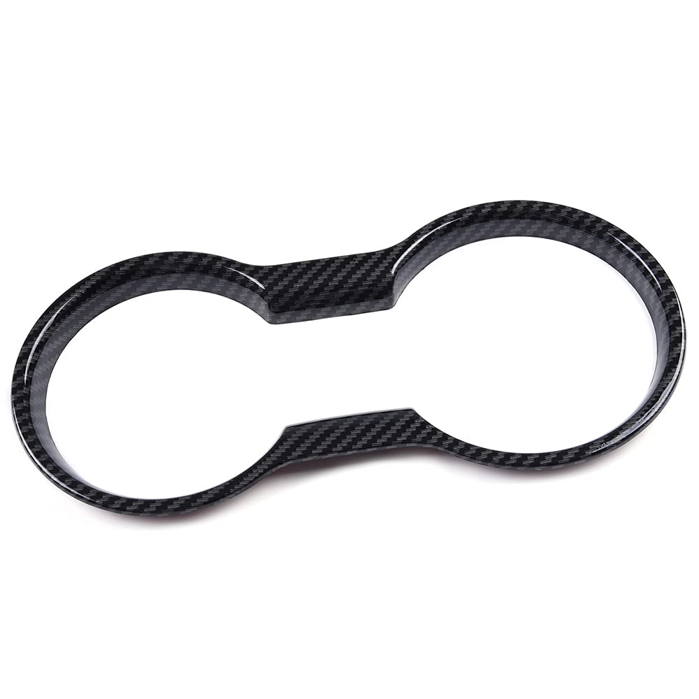 Carbon Fiber Center Console Cup Holder Trim Cover Compatible for Ford Mustang 2015-2019
