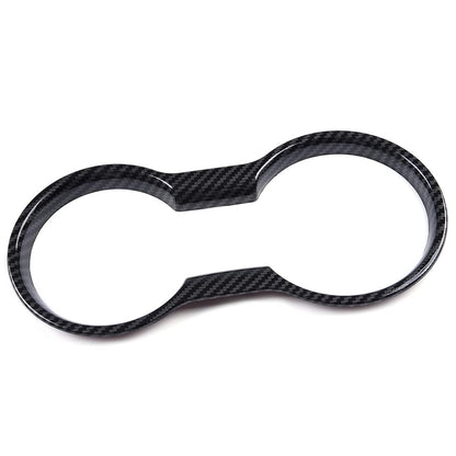Carbon Fiber Center Console Cup Holder Trim Cover Compatible for Ford Mustang 2015-2019