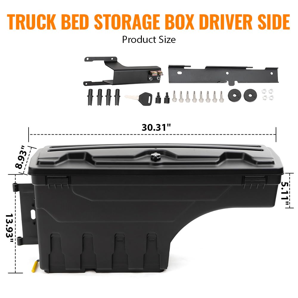G-PLUS Truck Bed Storage Box Tool Box Compatible With 2017-2020 Ford F250 F350 Super Duty,Tool Box Drivers Side