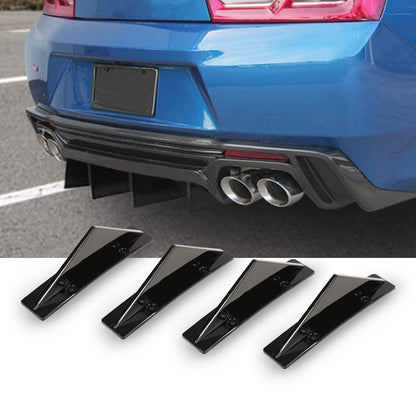 G-PLUS Rear Bumper Lip Splitter Diffuser 4pcs Compatible with Chevy Camaro All Models Shark Fin Spoiler Trim Covers Decoration Set Lip Wing Splitter Decoration Protector Set Glossy