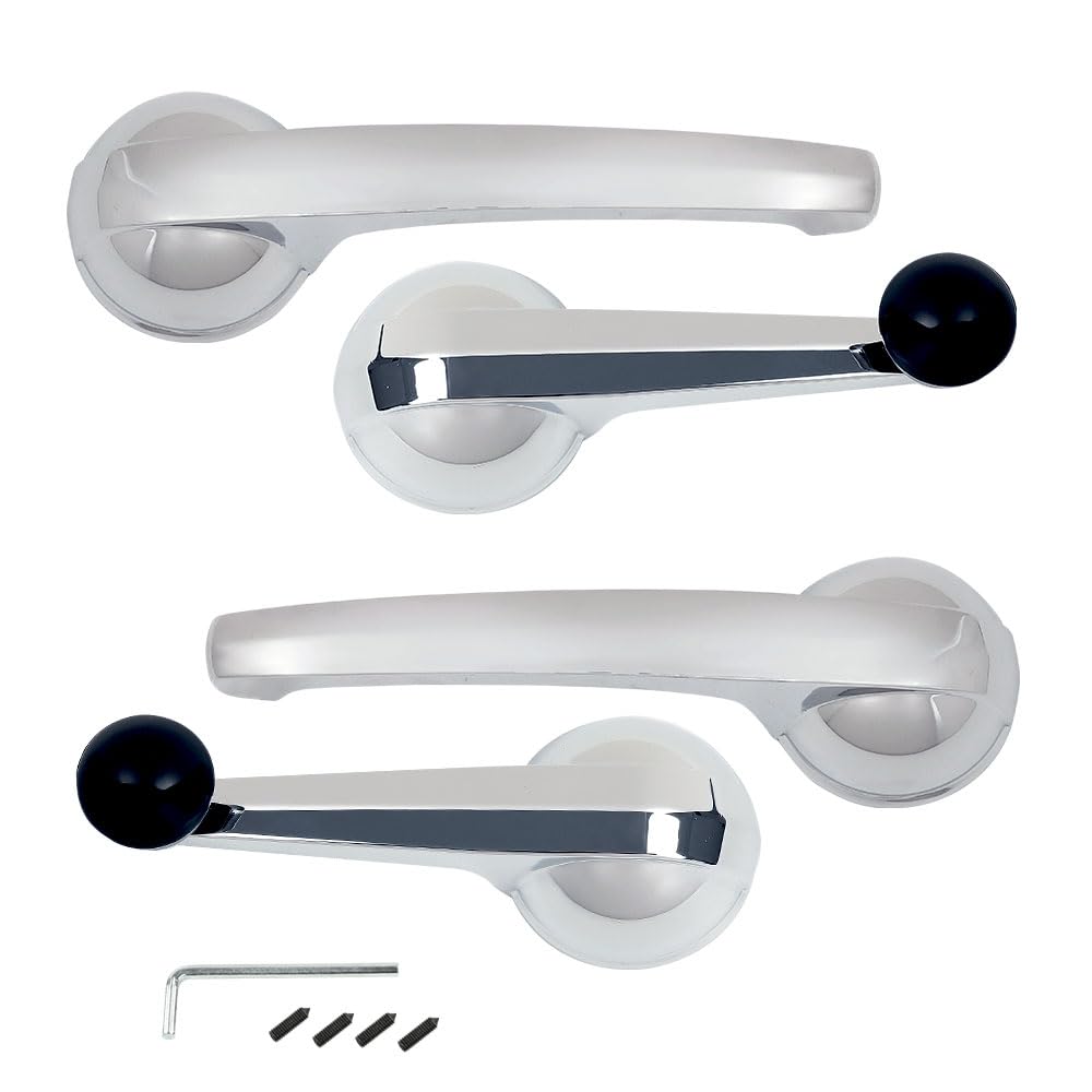G-PLUS Inside Door Handles and Window Cranks Set Compatible with Chevy & GMC Truck 1947-1966 Chrome
