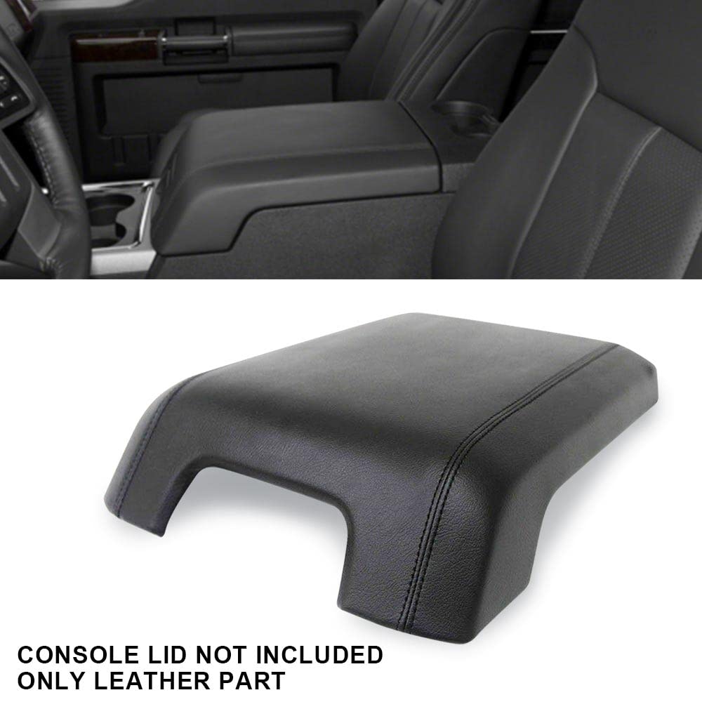 G-PLUS Real Leather Console Lid Armrest Cover Compatible with 2011-2016 Ford F250 Super DutyBlack