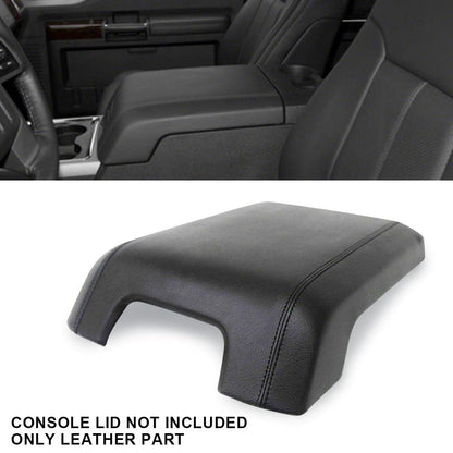 G-PLUS Real Leather Console Lid Armrest Cover Compatible with 2011-2016 Ford F250 Super DutyBlack