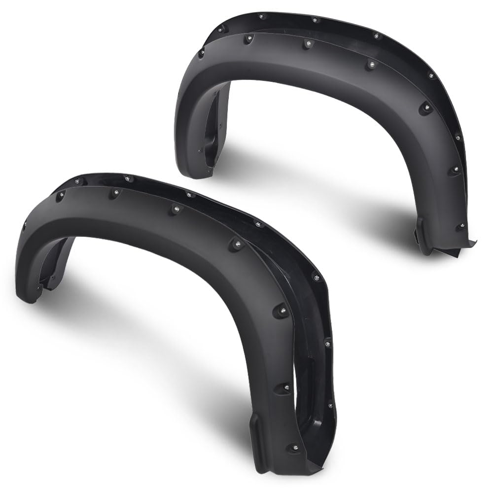G-PLUS Fender Flares 4PCS Compatible with Chevy Silverado 1500 2019 2020 2021 (Not Fit GMC Sierra/ 2019 LD) Smooth Pocket Riveted Black