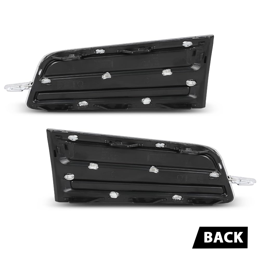 G-PLUS Bumper Grille Fog Light Cover Left & Right Side Compatible with Cadillac XTS 3.6L 2013-2017,Fit Models With Daytime Running Light 20901633, 20901632, GM1039149, GM1038149 Chrome Black
