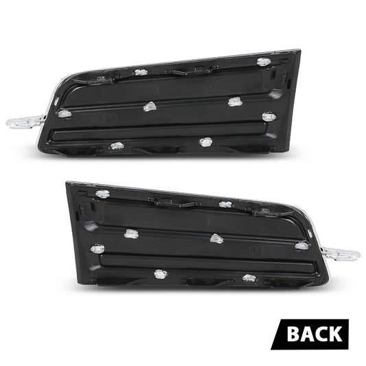 G-PLUS Bumper Grille Fog Light Cover Left & Right Side Compatible with Cadillac XTS 3.6L 2013-2017,Fit Models With Daytime Running Light 20901633, 20901632, GM1039149, GM1038149 Chrome Black